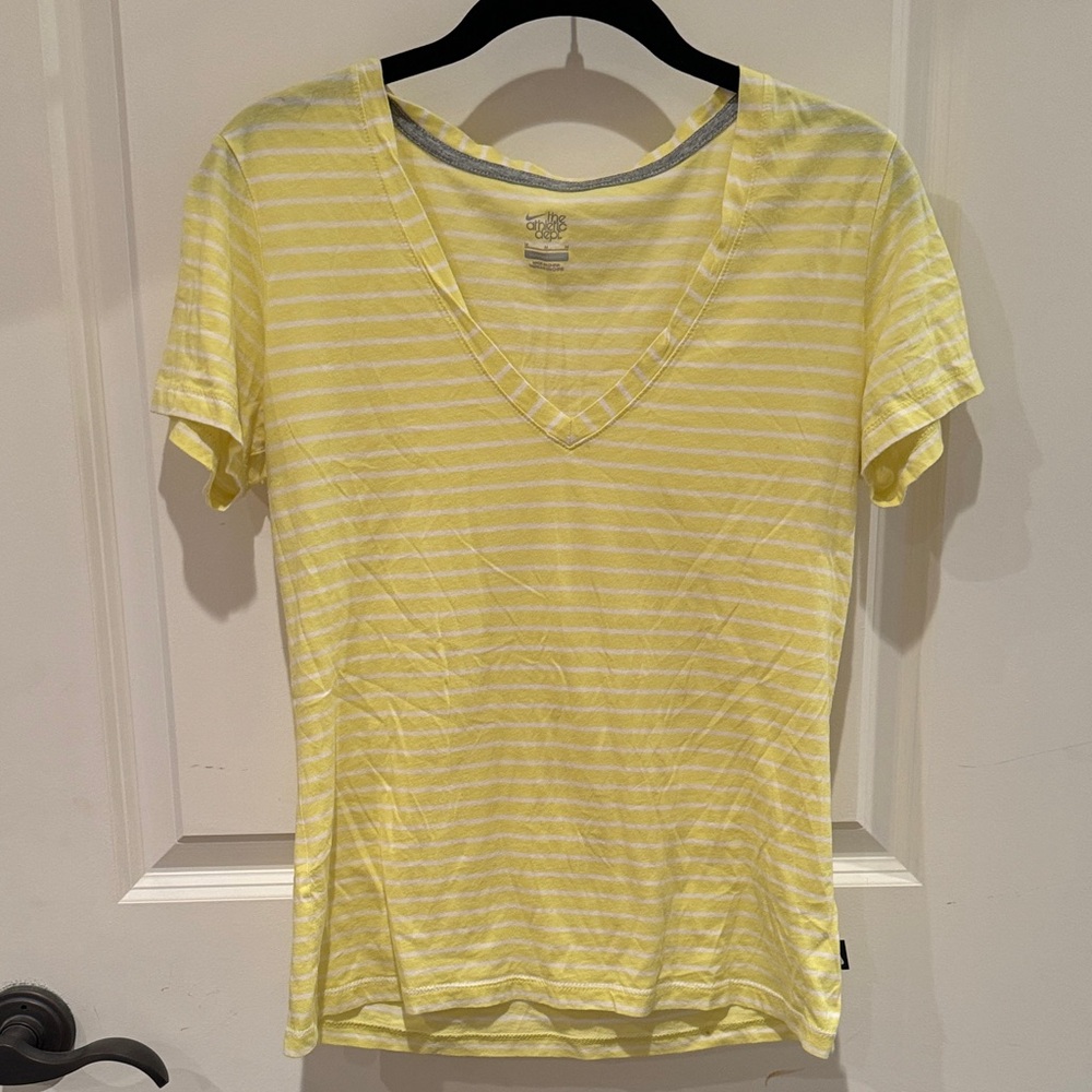 Nike Yellow Striped V-Neck Tee